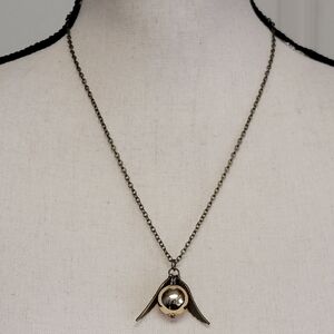 Harry Potter Golden Snitch Necklace 20" Brass Gold‎ Tone Pendant Wings Quidditch